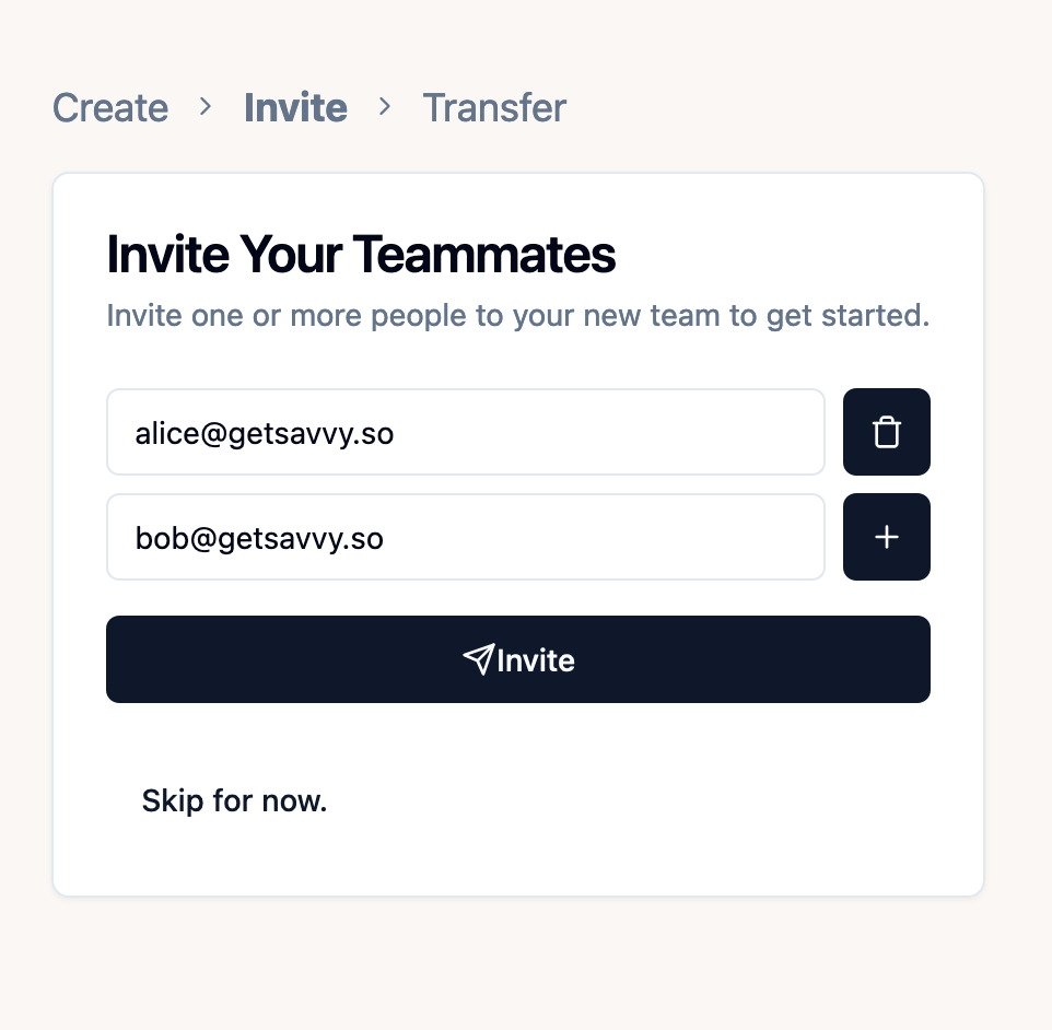 Invite Team members